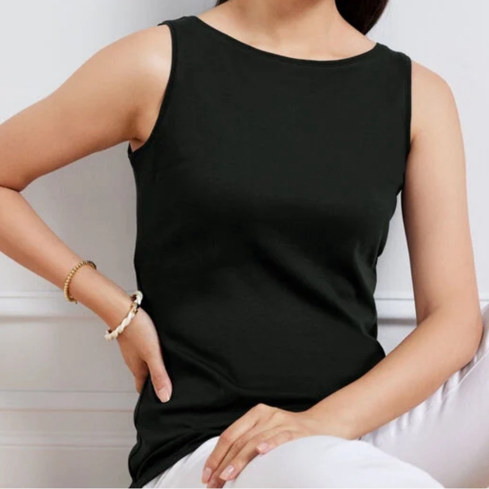 Like New Talbots Pima Cotton Bateau Neck Tank Black Size L